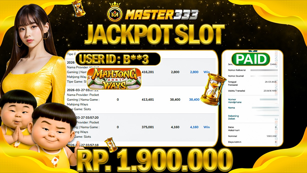 JACKPOT Rp 1.900.000 JUTA DI MASTER333 LANGSUNG DIBAYAR LUNAS